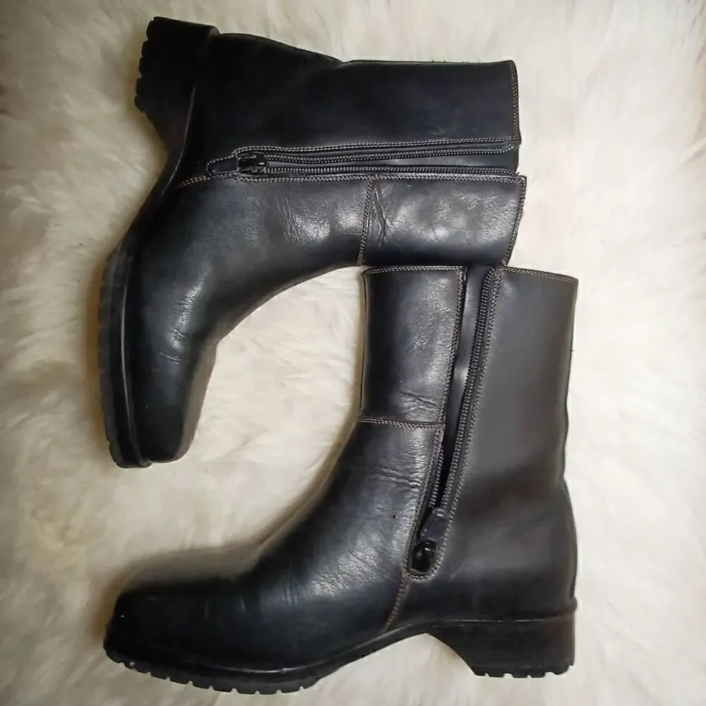 COLE HAAN LEATHER with LAMBS WOOL LINING MID-CALF BOOTS Size 5 - Picture 3 of 7